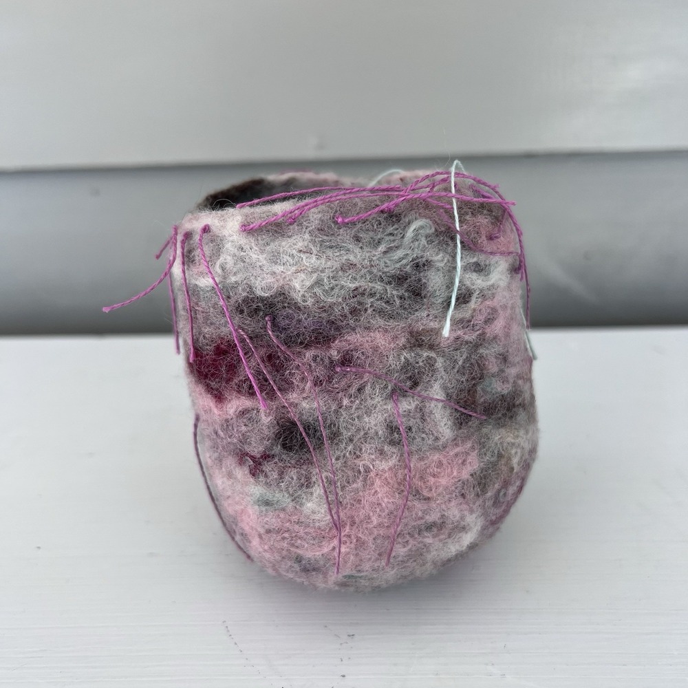 Felted‎ Wool Container Renee Harris Art Colorful Vintage Geode Trinket 80s